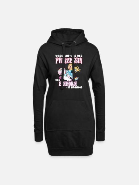 Einhorn - Hoodie-Kleid - Schwarz