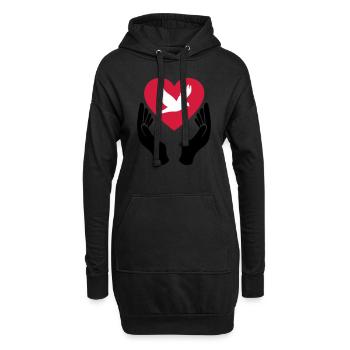Friedenstaube - Liebe - Pazifist - Hoodie-Kleid - Schwarz - Vorne