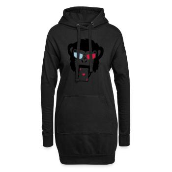 singe gorille poker carte as - Sweat-shirt à capuche long Femme - noir - Devant