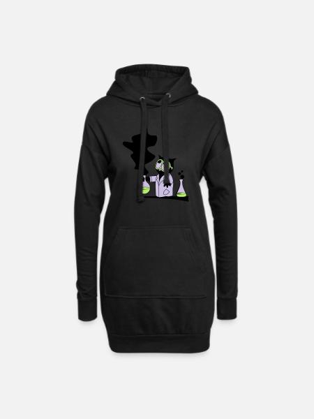 Dr rer nat Owl - Hoodie-Kleid - Schwarz