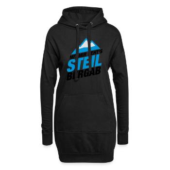 Es geht steil bergab Ski Snowboard Shirt - Hoodie-Kleid - Schwarz - Vorne