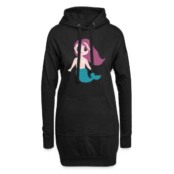 Meerjungfrau - Hoodie-Kleid - Schwarz - Vorne