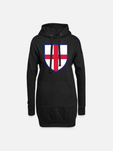 England Flag, St George's Cross Shield - Hoodie Dress - black