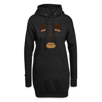 Mann trauriges Gesicht Kussmund - Hoodie-Kleid - Schwarz - Vorne