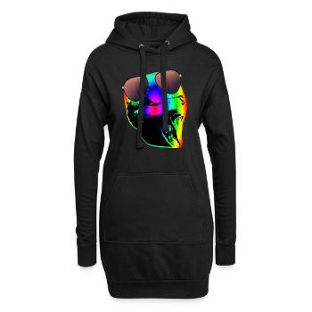 Schildkröte Sonnenbrille Schildkröten Regenbogen - Hoodie-Kleid - Schwarz - Vorne