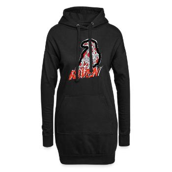Rabe handgemalt mit Schriftzug in Rot Schwarz - Hoodie-Kleid - Schwarz - Vorne