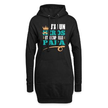 J'ai un héros et je l'appelle papa t-shirt - Sweat-shirt à capuche long Femme - noir - Devant