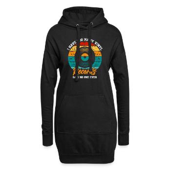 Platine vinyle vinyle rétro collection - Sweat-shirt à capuche long Femme - noir - Devant