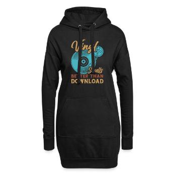 Platine vinyle vinyle rétro collection - Sweat-shirt à capuche long Femme - noir - Devant