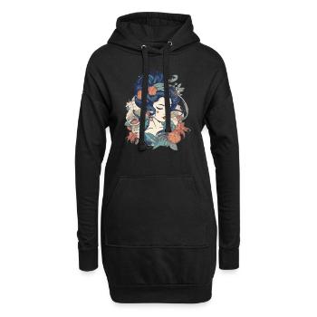 Femme rétro - Sweat-shirt à capuche long Femme - noir - Devant