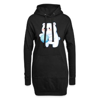 Mignon Polar Bear Polar Bear Volleyball Ball Sports de balle - Sweat-shirt à capuche long Femme - noir - Devant