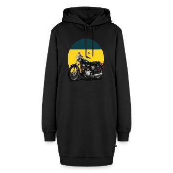 Vintage Motorrad Illustration - Hoodie-Kleid - Schwarz - Vorne