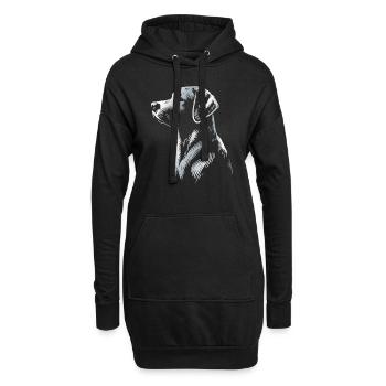 Tête de dessin Labrador argent - Sweat-shirt à capuche long Femme - noir - Devant