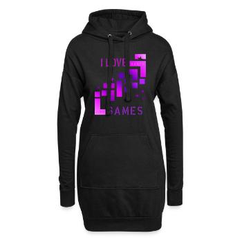 I love games - Hoodie-Kleid - Schwarz - Vorne