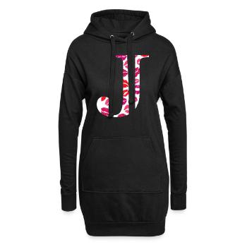 Lettre j bisous - Sweat-shirt à capuche long Femme - noir - Devant