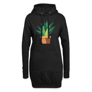 Pflanze grün Topfpflanze Blätter - Hoodie-Kleid - Schwarz - Vorne