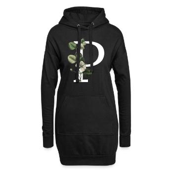 Buchstabe P Grüne Botanik - Hoodie-Kleid - Schwarz - Vorne