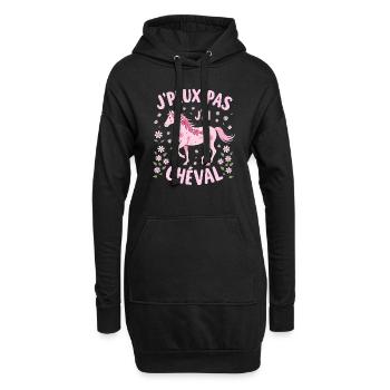 J'Peux Pas J'Ai Cheval, Rose - Sweat-shirt à capuche long Femme - noir - Devant