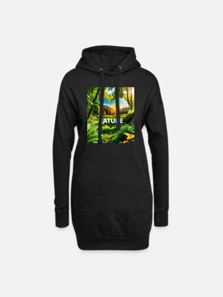 Nature - Hoodie-Kleid - Schwarz