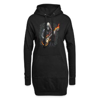 Sensenmann mit Gitarre - Rockstyle - Hoodie-Kleid - Schwarz - Vorne