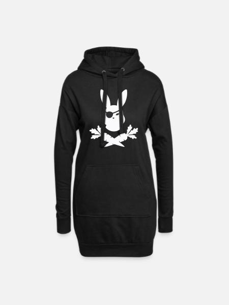 hase pirat - Hoodie-Kleid - Schwarz