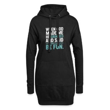 Quand Dieu m’a fait, il a souri ! - Sweat-shirt à capuche long Femme - noir - Devant