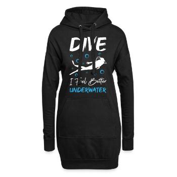 Dive I Feel Better Underwater - Hoodie-Kleid - Schwarz - Vorne