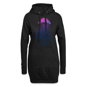 Float on, Qualle mit Tentakeln, Meeresbewohner - Hoodie-Kleid - Schwarz - Vorne