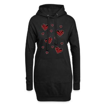 Bauernhof Tier Liebe Geschenk Herz Kuh Muster - Hoodie-Kleid - Schwarz - Vorne