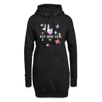 Die Königin der Einhörner! - Hoodie-Kleid - Schwarz - Vorne