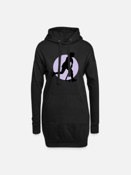 hockey_woman_b_2c - Hoodie-Kleid - Schwarz