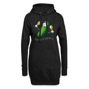 Gurka la Musica Viva la Musica Gurke mit Rasseln - Hoodie-Kleid - Schwarz - Vorne