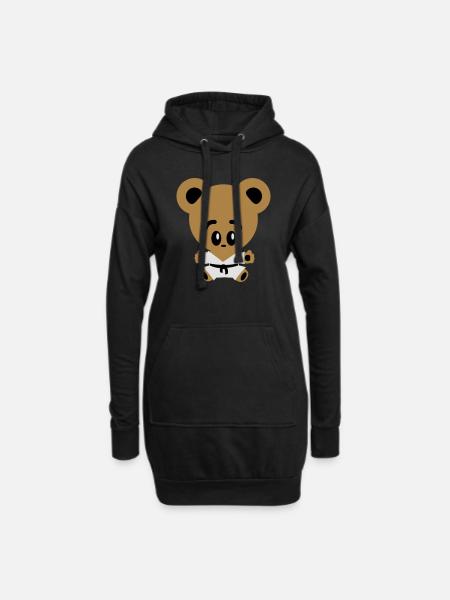 kung fu Bär - Hoodie-Kleid - Schwarz