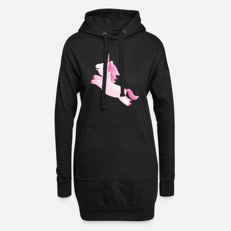 Smiley Unicorn - Hoodie-Kleid - Schwarz
