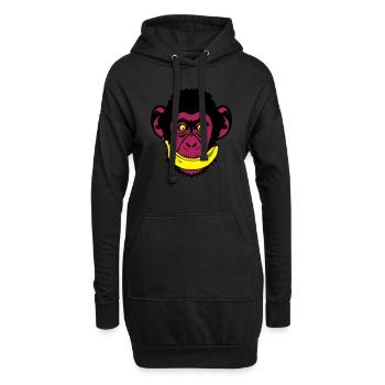 singe sourire banane sourire - Sweat-shirt à capuche long Femme - noir - Devant