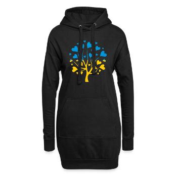 Ukrainische Flagge in Form eines Baumes der Liebe - Hoodie-Kleid - Schwarz - Vorne