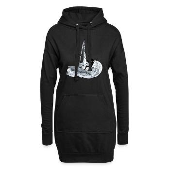Windsurfen - Hoodie-Kleid - Schwarz - Vorne