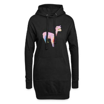 Alpaka, Llama, lama, rosa,graffiti,bunt - Hoodie-Kleid - Schwarz - Vorne