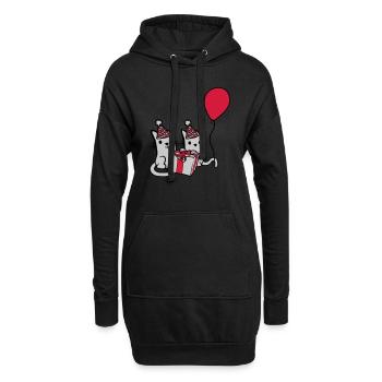 Anniversaire Chats 2 Amis - Sweat-shirt à capuche long Femme - noir - Devant
