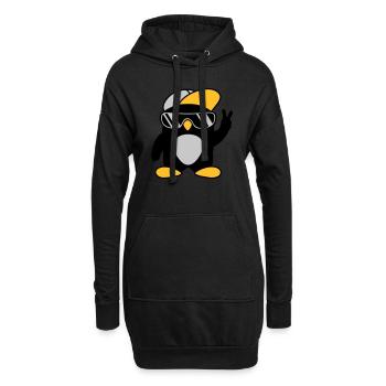 Cooler Pinguin Peace Handzeichen - Hoodie-Kleid - Schwarz - Vorne