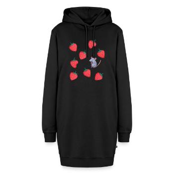 lecker Erdbeeren Mausi - Hoodie-Kleid - Schwarz - Vorne - AI Model Female 172 light (172cm)