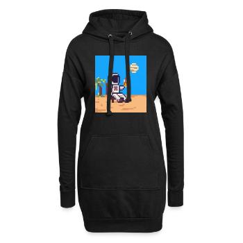Astronaut im Urlaub Pixelart - Hoodie-Kleid - Schwarz - Vorne