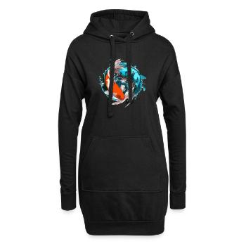 Harmonie carpe Koi - Sweat-shirt à capuche long Femme - noir - Devant