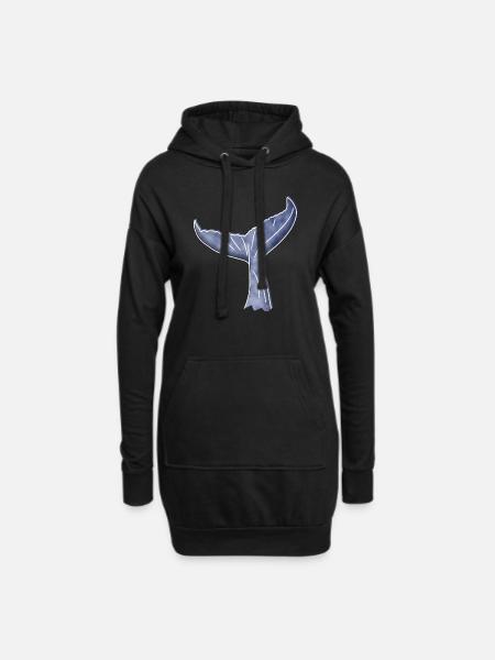 "Walflosse", Boho Line Art Design, Serie "Ocean" - Hoodie-Kleid - Schwarz