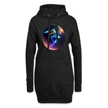 wolf - Hoodie Dress - black - Front