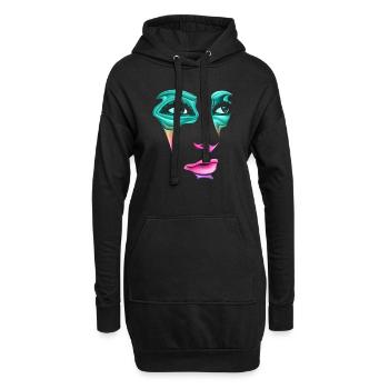 Schöne weibliche Malkunst Gesicht bunte Frau - Hoodie-Kleid - Schwarz - Vorne