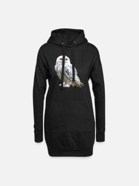 Schnee-Eule - Hoodie-Kleid - Schwarz