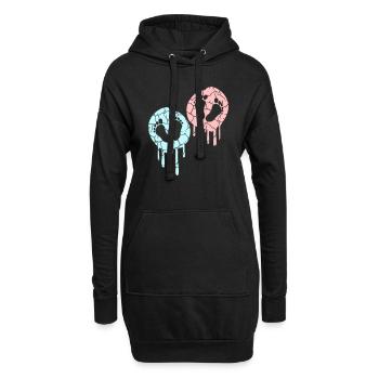 2 Twins Bébés Enceinte Ventre Empreinte Pieds - Sweat-shirt à capuche long Femme - noir - Devant
