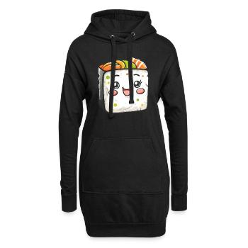 Bande dessinée de sushi drôle - Sweat-shirt à capuche long Femme - noir - Devant