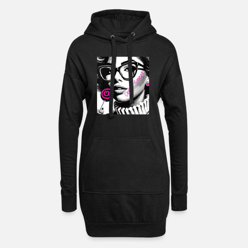 Chill & Süß - Hoodie-Kleid - Schwarz